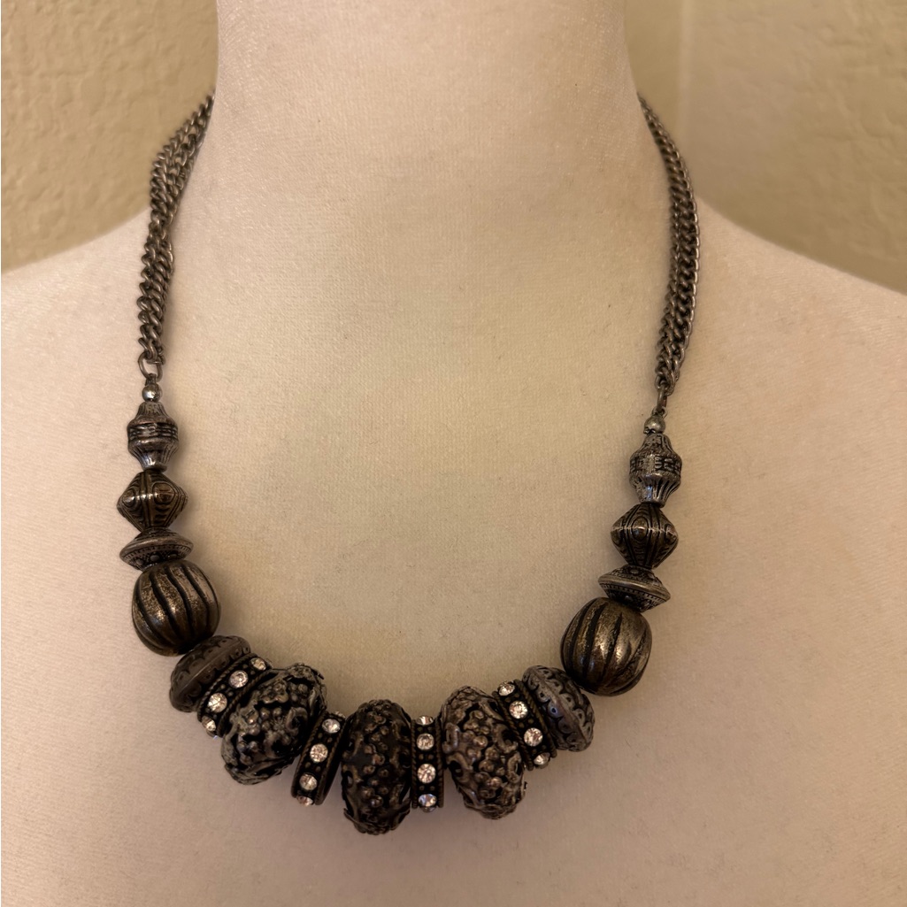 Premier Designs Jewelry Isabella 16" - 20" Necklace Silver & Brass W Crystals